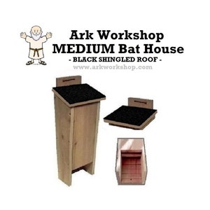 Ark Workshop MEDIUM Shingled Bat House shelter box proven for bat success and natural insect mosquito control BLK image 1