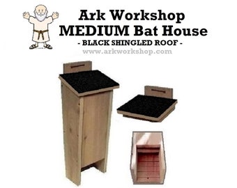 Ark Workshop MEDIUM Shingled Bat House shelter box proven for bat success and natural insect mosquito control BLK