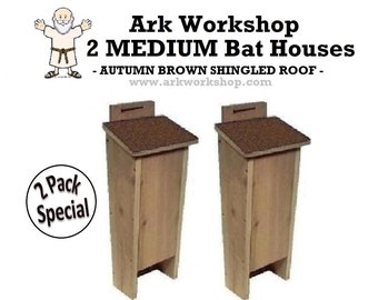 Ark Workshop MEDIUM Shingled Bat House 2 PACK shelter box proven for bat success and natural insect mosquito control A BRW