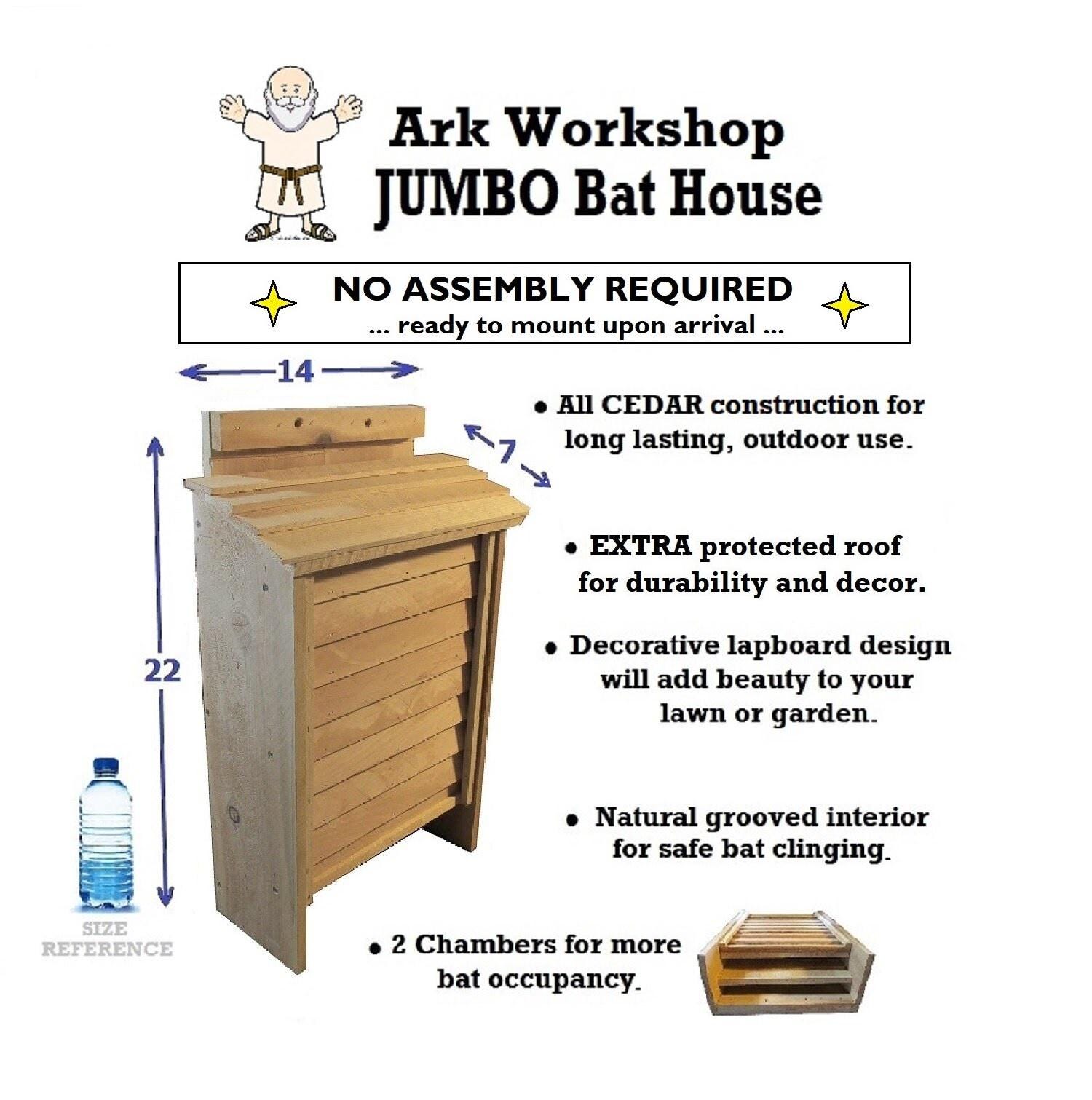 Jumbo Cedar Bat House: Slatted Roof Shelter, Natural Insect Control ...