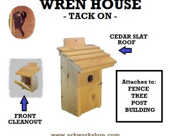 Ark Workshop WREN House Cedar Shelter Box Home for wrens, TACK, SLAT roof