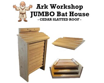Jumbo Cedar Bat House: Slatted Roof Shelter, Natural Insect Control - CEDAR SLATS