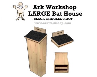 Ark Workshop LARGE Shingled Bat House shelter box proven for bat success and natural insect mosquito control BLK