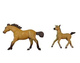 Figuras de caballos de juguete - Yegua y potro - Detalles realistas - Coleccionable 1997