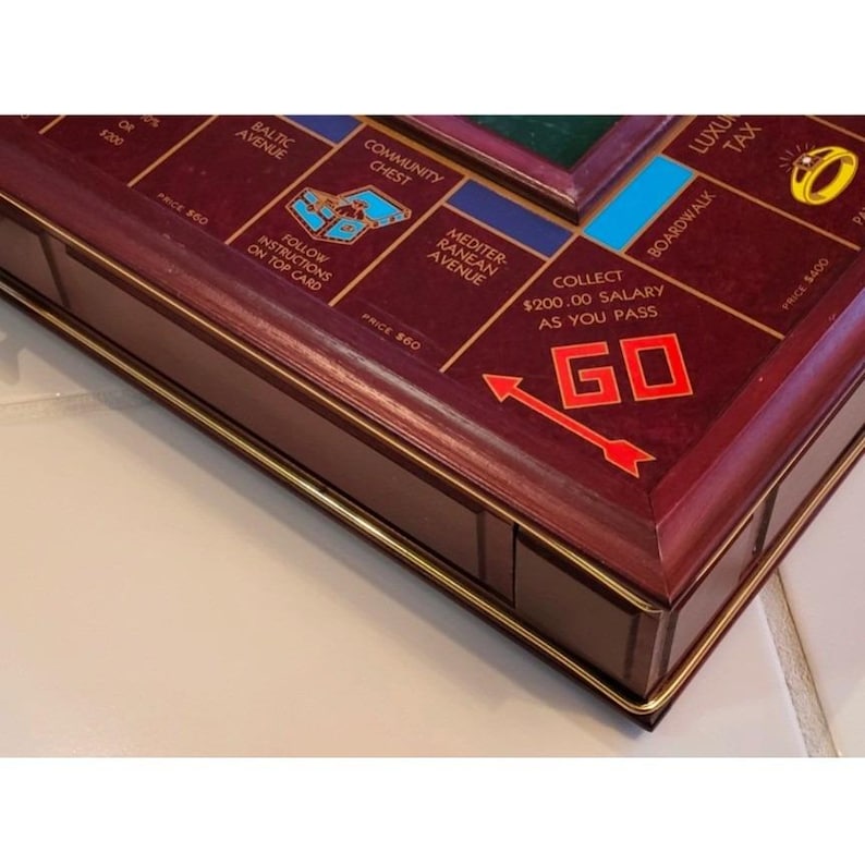 Juego de mesa Monopoly Edición Coleccionista Franklin Mint Madera Caoba Vidrio imagen 3
