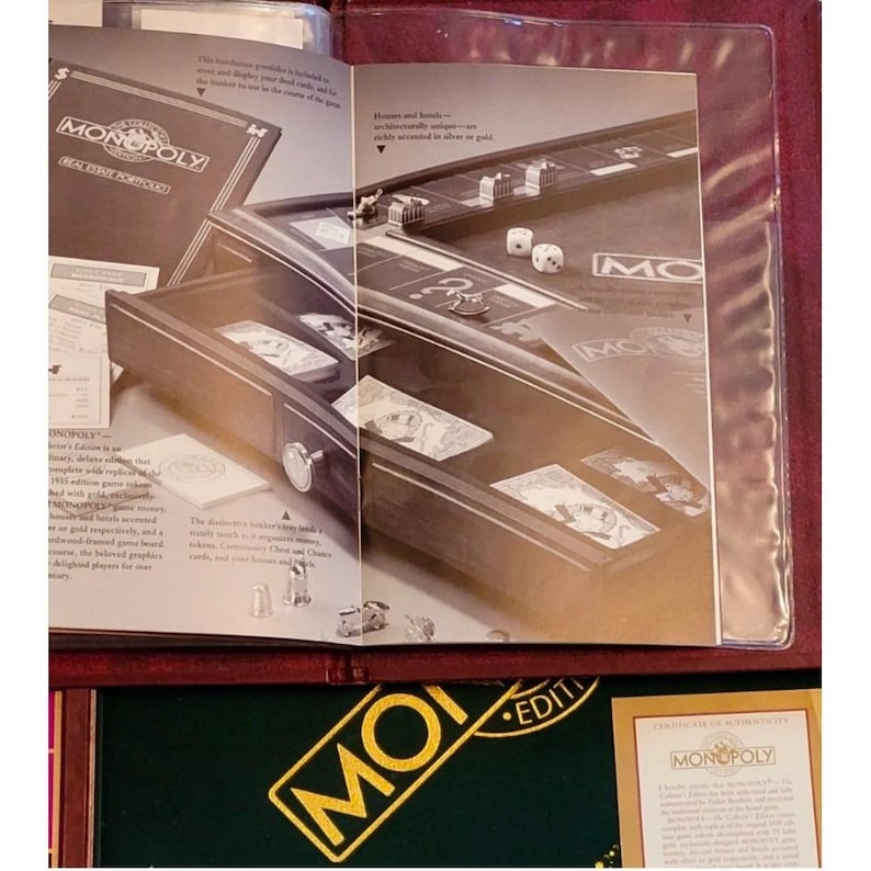 Juego de mesa Monopoly Edición Coleccionista Franklin Mint Madera Caoba Vidrio imagen 15