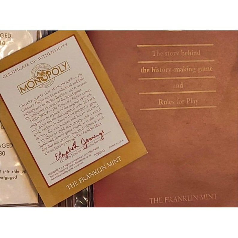 Juego de mesa Monopoly Edición Coleccionista Franklin Mint Madera Caoba Vidrio imagen 14