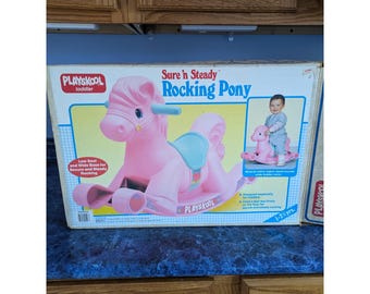 Playskool Sure 'n Steady Rocking Pony Pink Toddler Riding Toy Vtg Box 1988