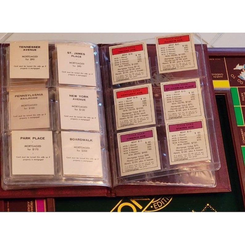 Juego de mesa Monopoly Edición Coleccionista Franklin Mint Madera Caoba Vidrio imagen 12