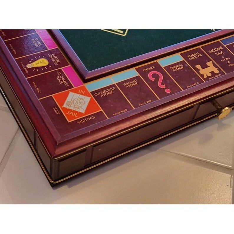 Juego de mesa Monopoly Edición Coleccionista Franklin Mint Madera Caoba Vidrio imagen 2