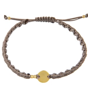 Gold Disk Delicate Bracelet | Dainty Macrame Bracelet | Thread Bracelet
