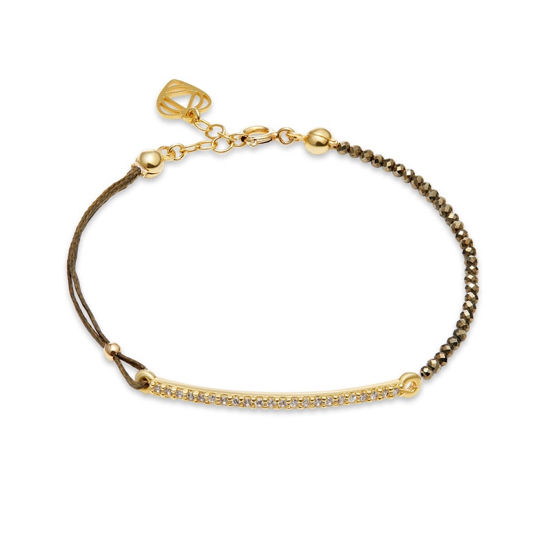 Pave Bar Bracelet Minimalistic Sparkly Pyrite Bracelet