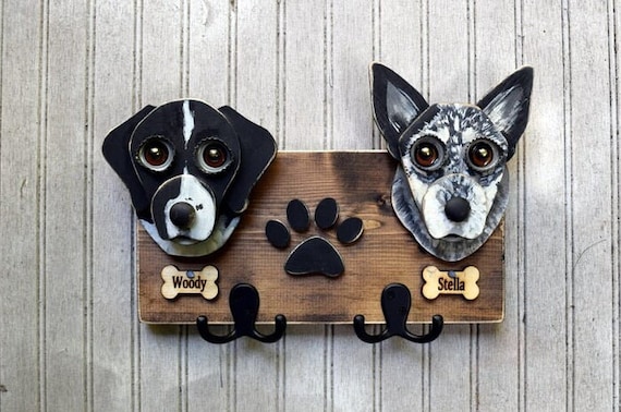 Custom Dog Leash Holder With 2 Dogs. Dogs Leash Holder Combination. Handmade Leash Holder for 2 Dogs Etsy