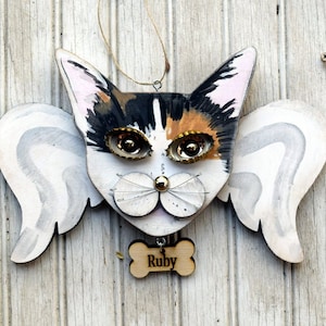 Custom Angel Cat Ornament, Memorial of your Cat