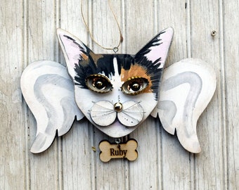 Custom Angel Cat Ornament, Memorial of your Cat