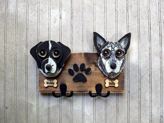 Personalized dog leash holder 2 dogs