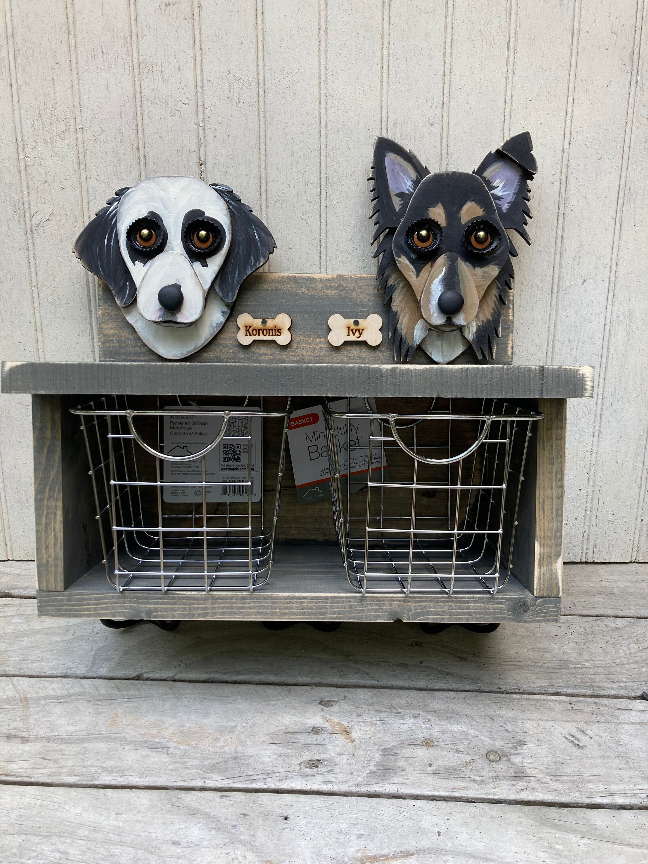 Custom Dog Leash Holder With Shelf and Baskets Dogs Leash Etsy UK