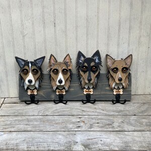Custom Dog leash holder 4 Dog Leash holder. Handmade Leash Holder of your dog