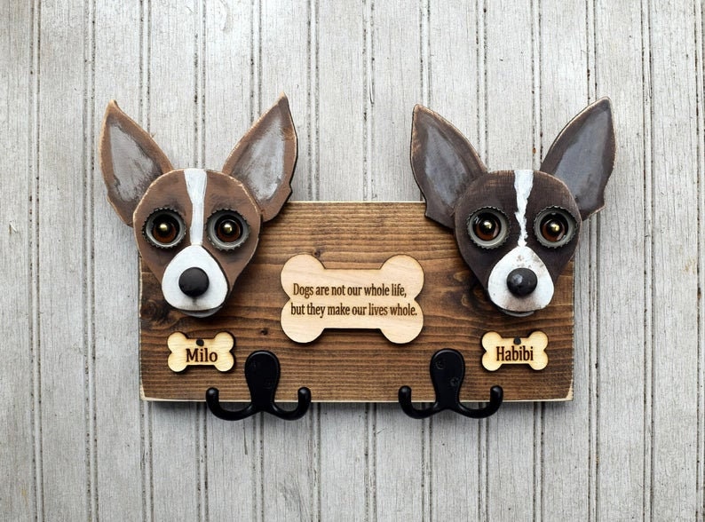 Custom Dog Leash Holder With 2 Dogs. Dogs Leash Holder Etsy