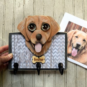 Custom Dog leash holder. Handmade Leash Holder of your dog for smaller spaces
