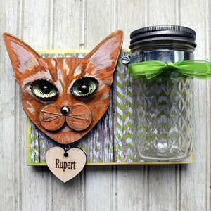 Custom Cat treat Jar,  Cat treat jar created from your Cat&#39;s picture, Cat treat holder