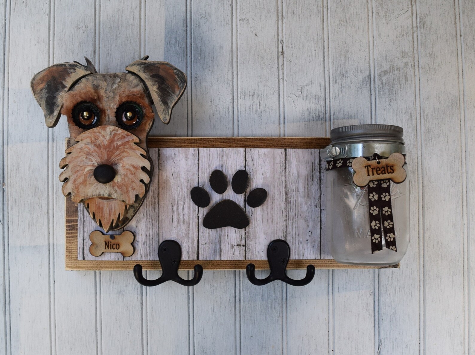 Custom Dog Leash Holder With Treat Jar. Dogs Treat Jar/leash Etsy