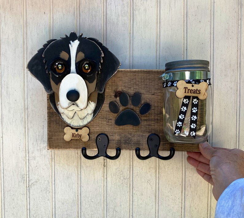 Custom Dog Leash Holder With Treat Jar. Dogs Treat Jar/leash Etsy