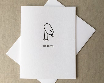 Letterpress sorry bird card (#BRD001)