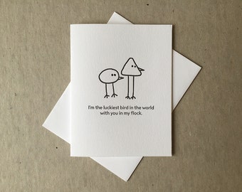 Letterpress I'm the luckiest bird in the world card (#BRD012)