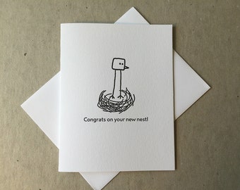 Letterpress Congrats on your new nest bird card (#BRD013)