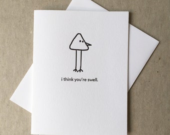 Letterpress swell bird card (#BRD010)