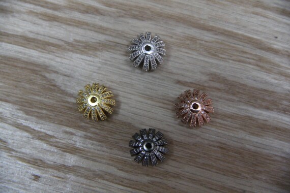 CZ Micro Pave 14mm  Hollow Round Beads