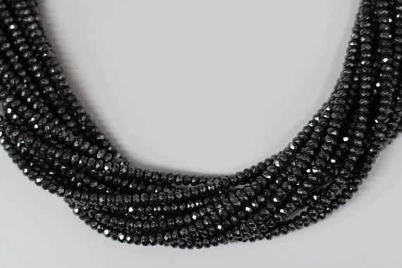 Hematite 5x3mm faceted roundel beads 8" length strand