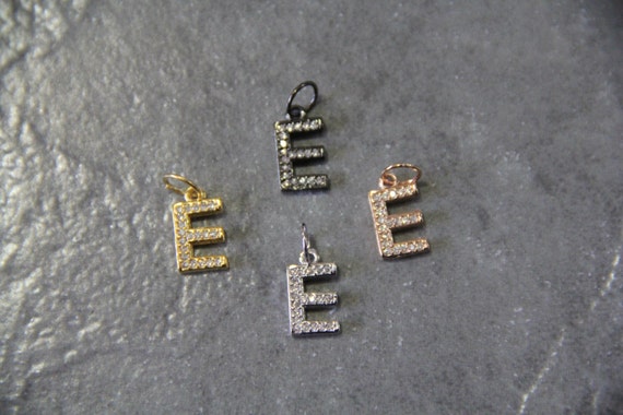 CZ Micro Pave Letter "E" Charm with Jump Ring