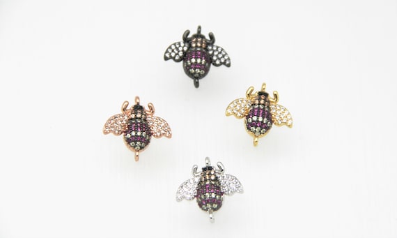 CZ Micro Pave 16x16mm Bee Connector