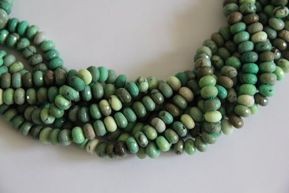 Green Grass Agate 10x6mm faceted roundel beads 16" length full strand