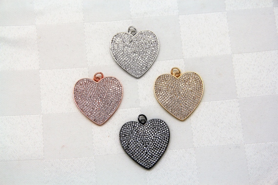 CZ Micro Pave 30mm Heart Pendant