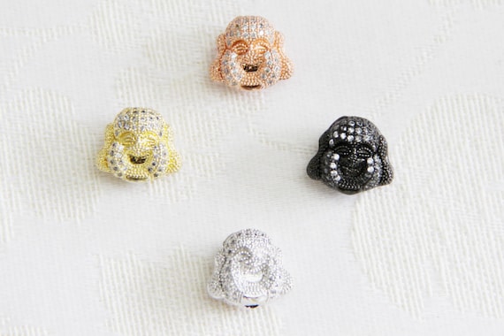 CZ Micro Pave 14x16mm  Buddha Head  Beads