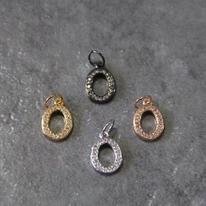 CZ Micro Pave Letter &quot;O&quot; Charm with Jump Ring