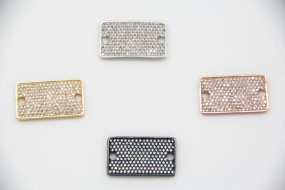 CZ Micro Pave 15x26mm Flat Rectangle Connectors With Hole