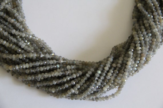 Labradorite 4x2mm faceted roundel beads 16" length full strand