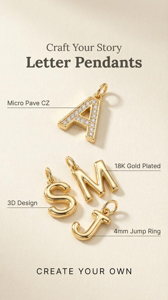 CZ 3D Letter Pendant