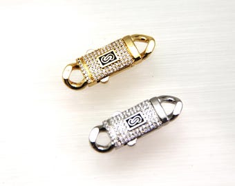 CZ Micro Pave 10x34mm Curb Chain Clasp