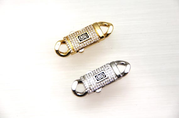 CZ Micro Pave 10x34mm Curb Chain Clasp