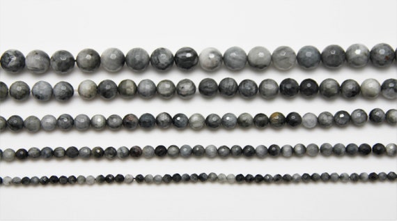 Eagle Eye Agate 4-12mm faceted round beads 16" length strand