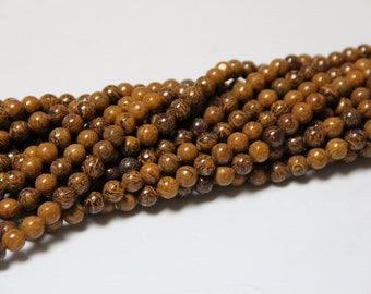 Oak Jasper 8mm smooth round beads 16" length full strand