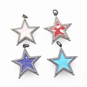 CZ Micro Pave Enamel 45mm Star Pendant