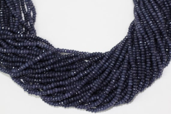 Sapphire Jade 4x2mm faceted roundel beads 16" length full strand