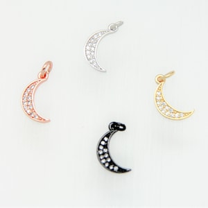CZ Micro Pave 12mm Crescent Moon Charm with Jump Ring