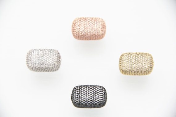 CZ Micro Pave 13x13x22mm  Cuboid  Beads